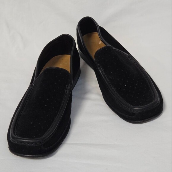 Renzo Favero Mens Black Perforated Suede Loafers 8.5 main image 6